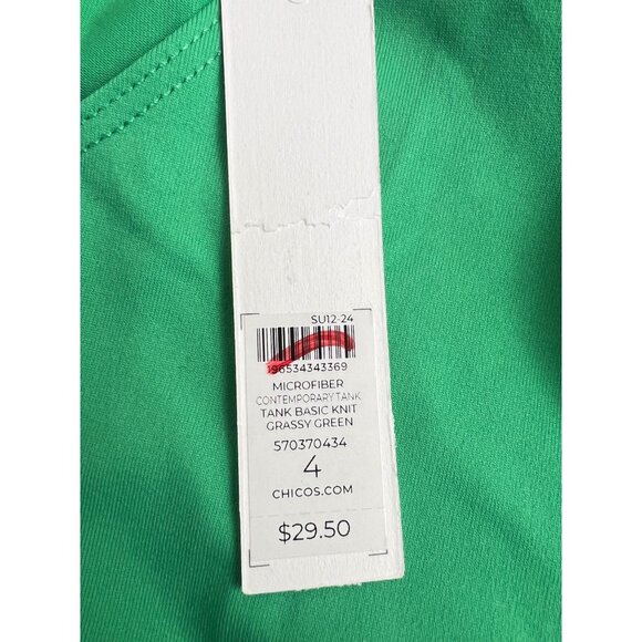 Chico's Microfiber Contemporary Tank Top Size 4 XL Grassy Green   NEW - Picture 5 of 5